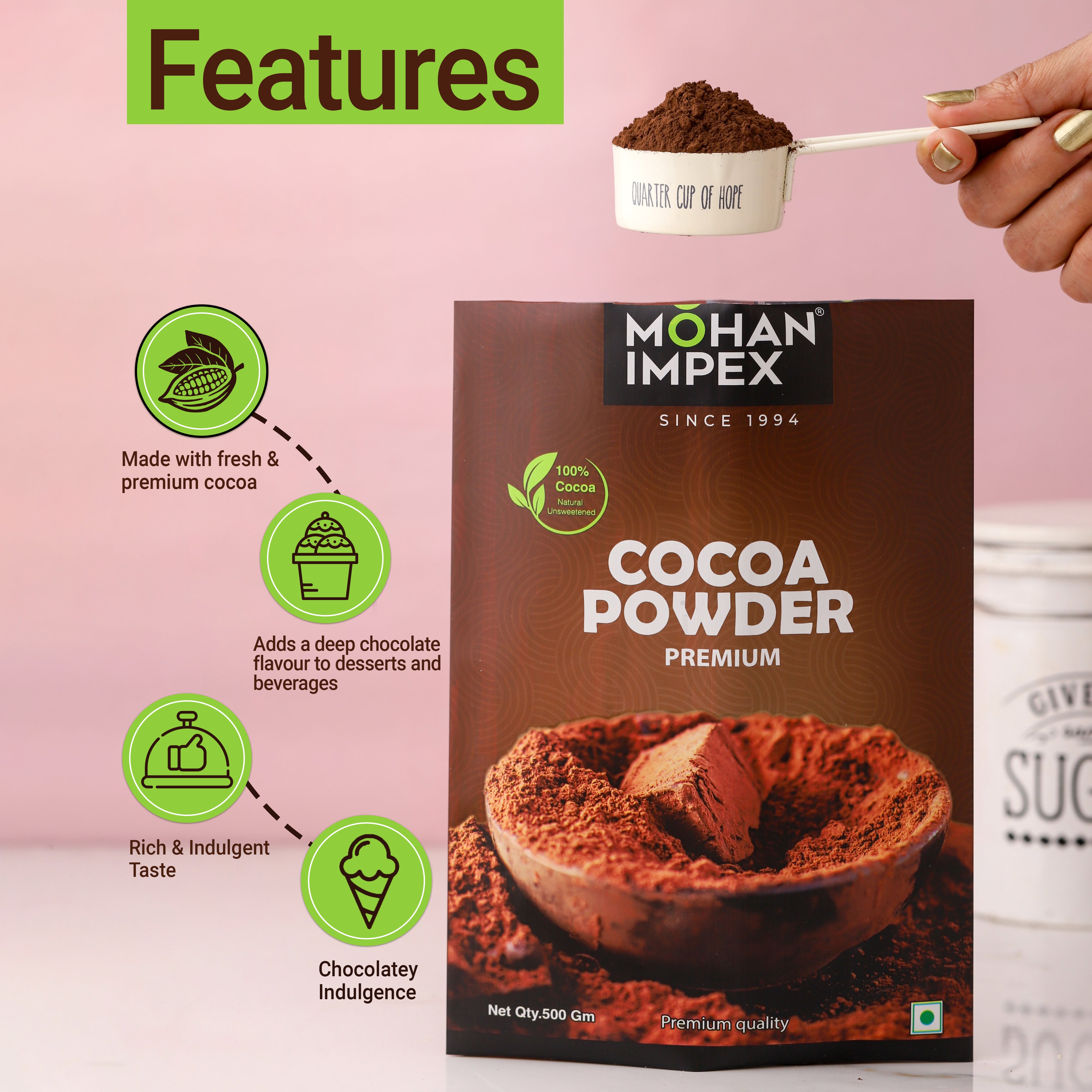 Mohan Impex Cocoa Powder 500gm, Cocoa Powder,Natural Cocoa Powder,&nbsp; Low Fat Pure Cocoa Powder
