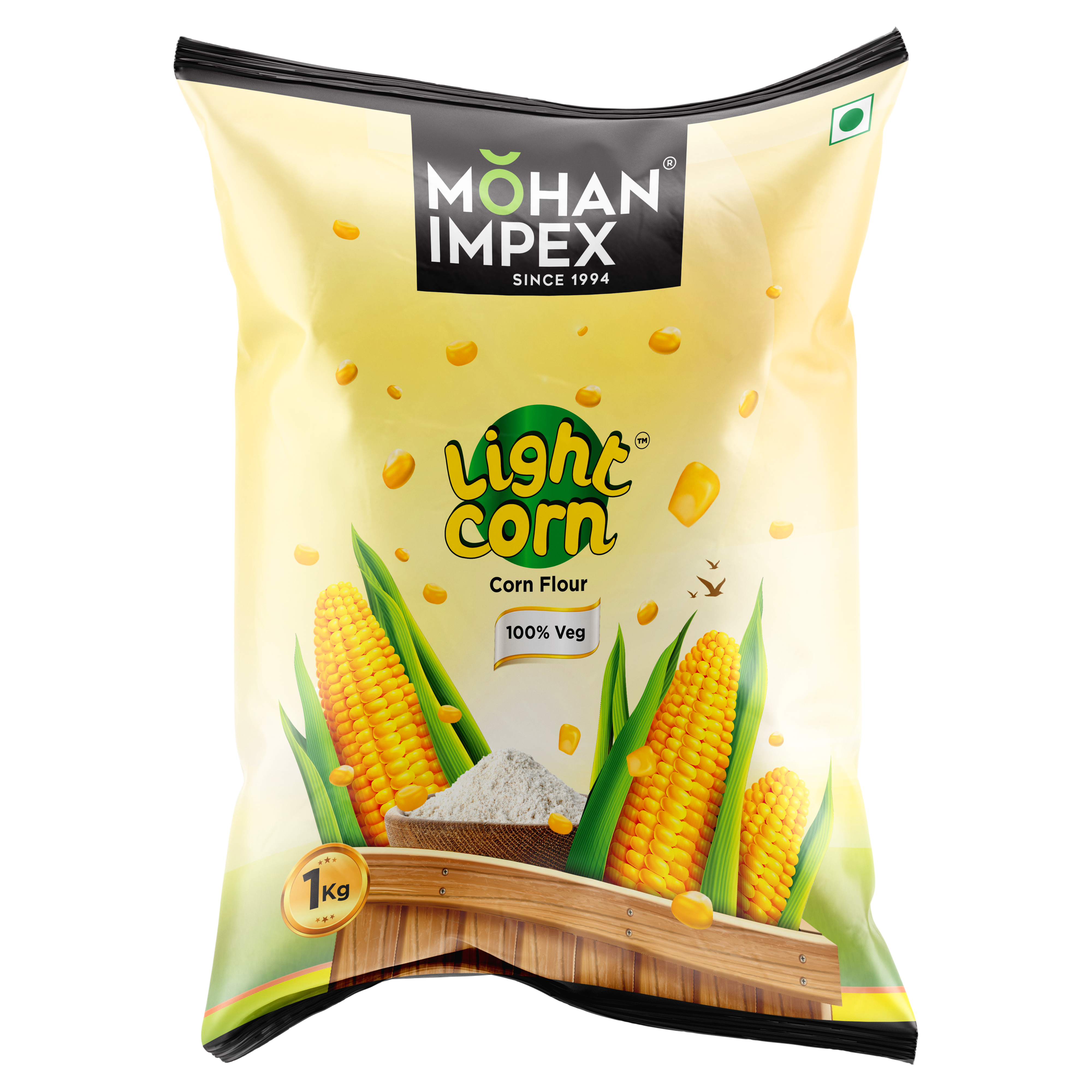 Mohan Impex 1 kg Corn Flour Powder, Corn Starch Powder, (Makka Aata) for Frying, Baking and Cooking