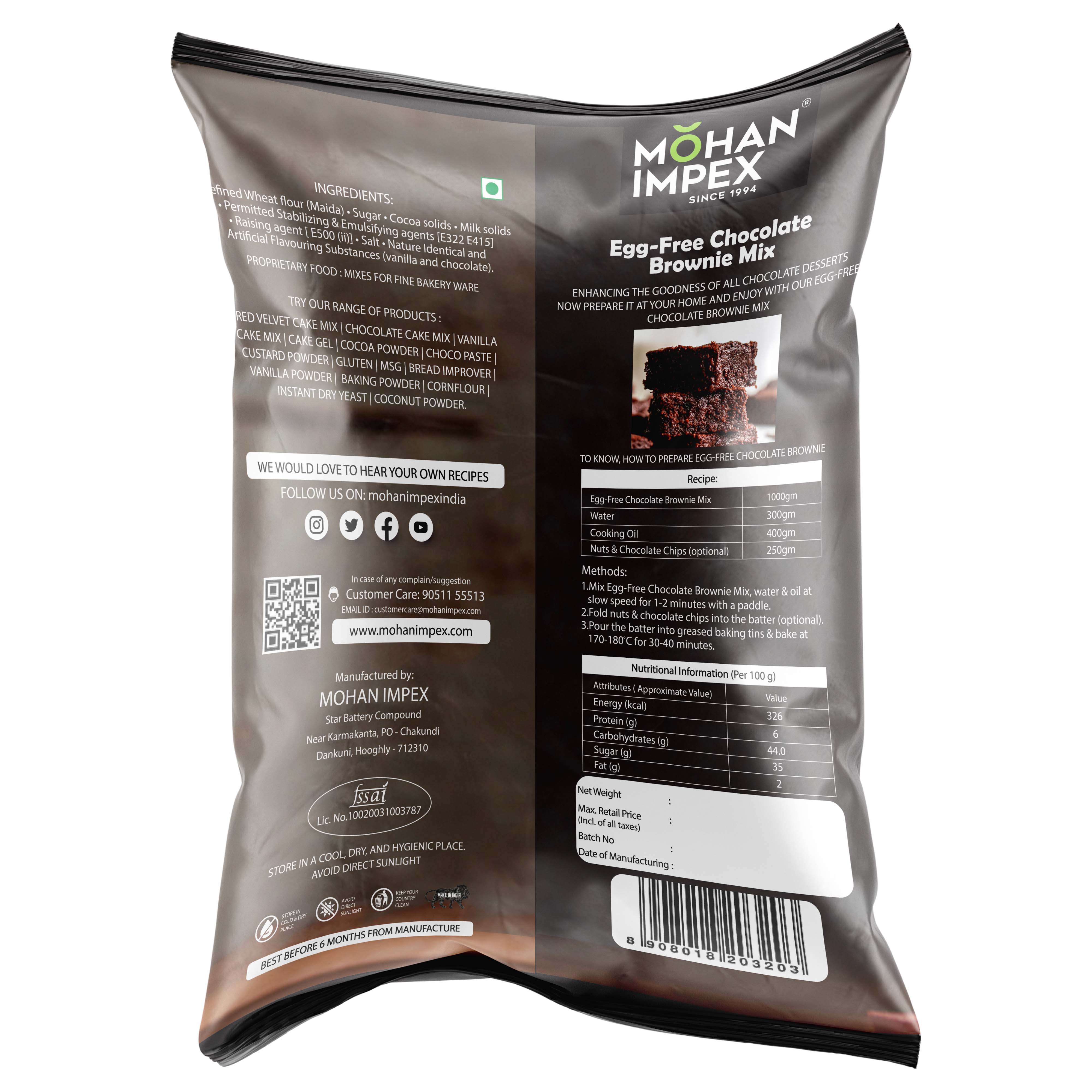 Mohan Impex Eggfree Chocolate Brownie mix [Pack Of 2 ]