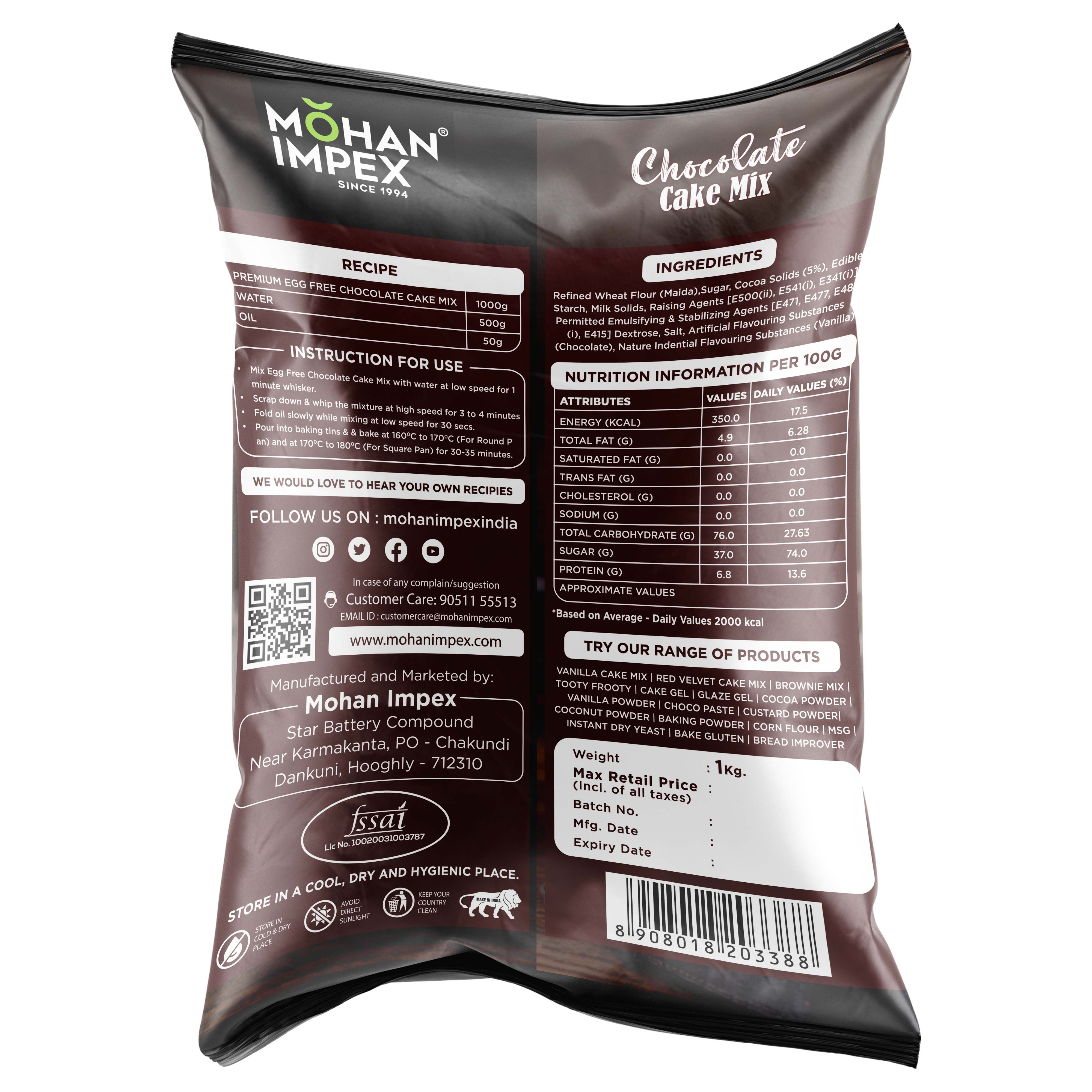 Mohan Impex Chocolate Cake Mix [Pack of 2]