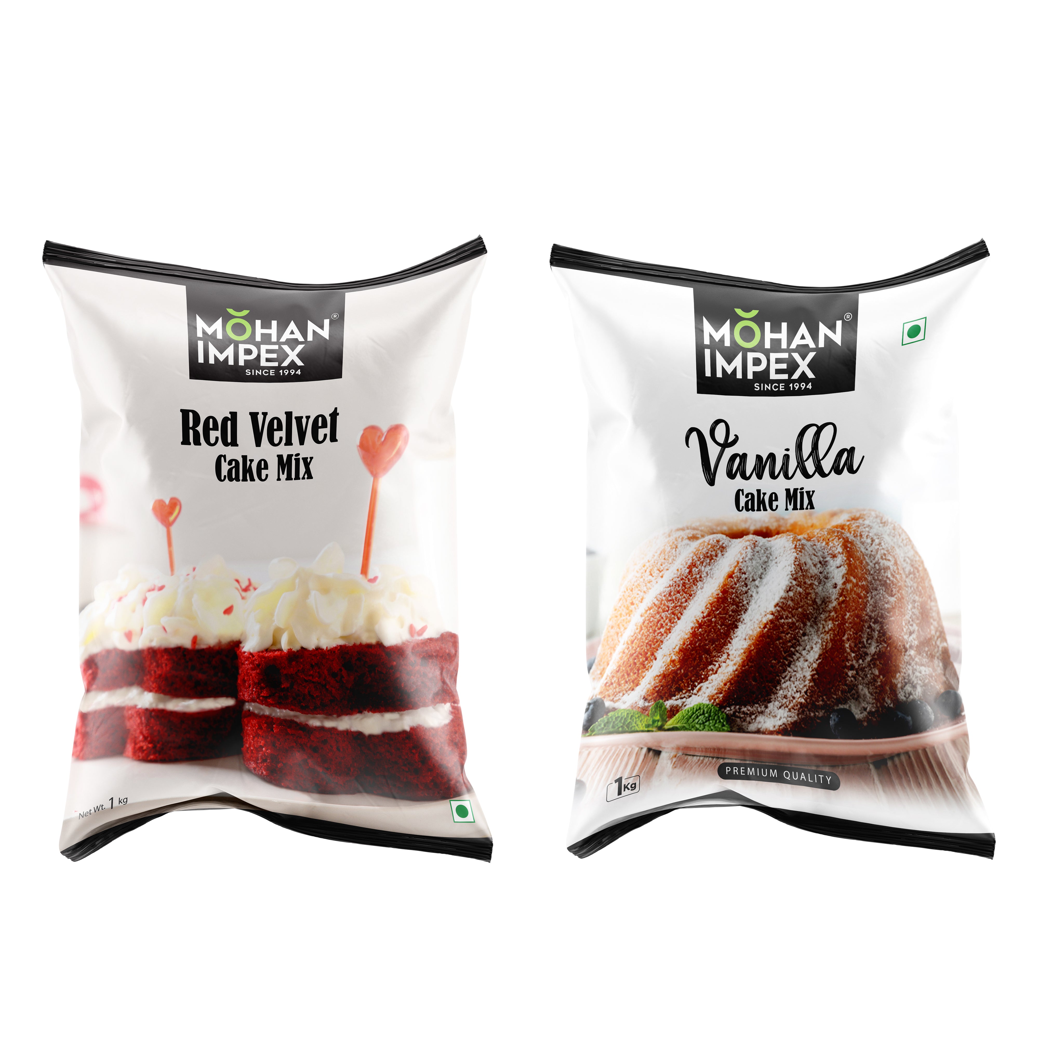 Mohan Impex 1 Kg Combo Pack of Eggfree Red Velvet Cake Mix & Vanilla Cake Mix